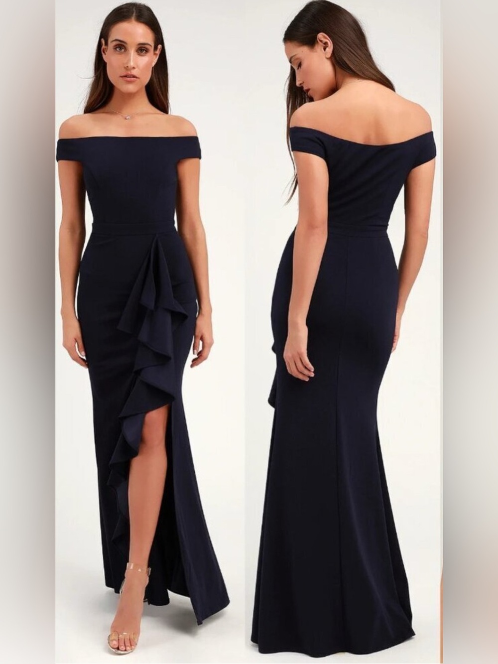 Blue Lulu's Mila Off-Shoulder Ruffled Maxi Dress